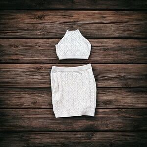 SHEIN Cream Cable Knit Skirt Set